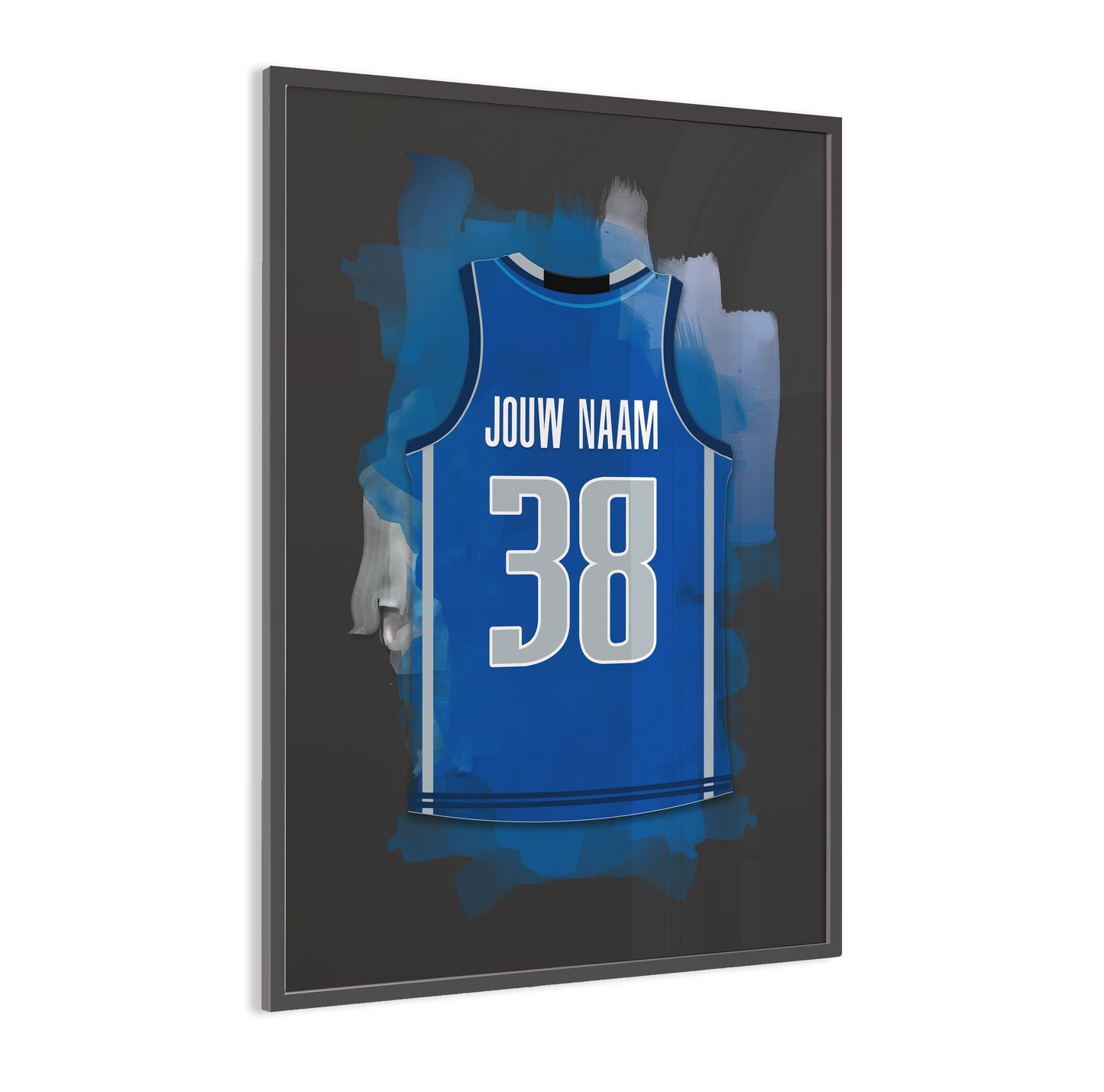 Denver Mavericks basketbalposter met naam - Shirt poster NBA basketbal - ingelijste poster met zwarte achtergrondkleur