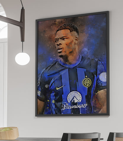 Denzel Dumfries wanddecoratie - Ingelijste poster - Voetbal fan cadeau