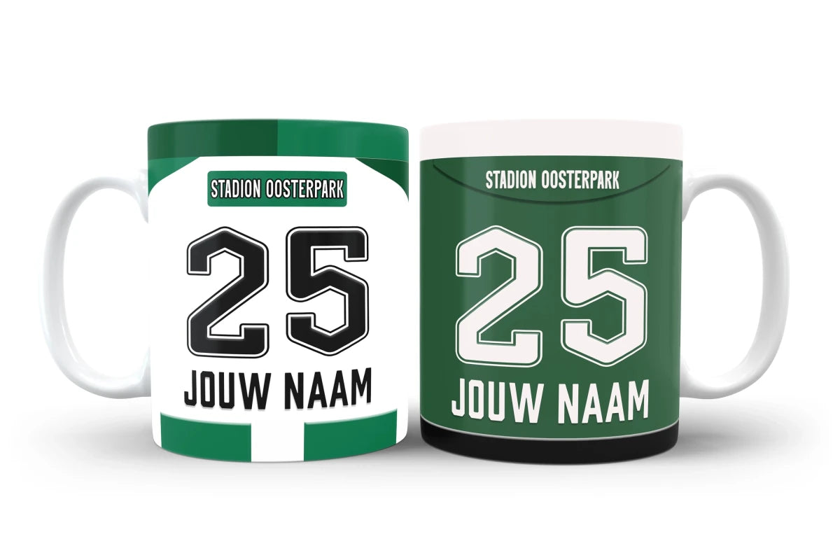 FC Groningen Koffie Mok Met Eigen Naam Voetbal Kantoor