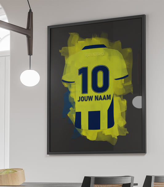 Fenerbahce ingelijste poster met eigen naam en rugnummer - Fenerbahce poster met personalisatie