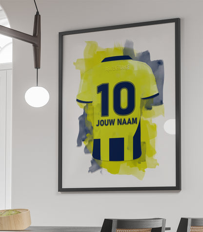 Fenerbahce ingelijste poster met eigen naam en rugnummer - Fenerbahce poster met personalisatie