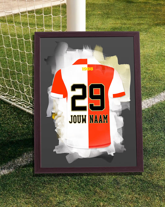 Gepersonaliseerde Feyenoord poster met naam en rugnummer.