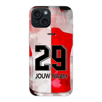 Personaliseerbaar Feyenoord Rotterdam voetbal soft-case telefoonhoesje voor Apple Iphone, met naam en rugnummer