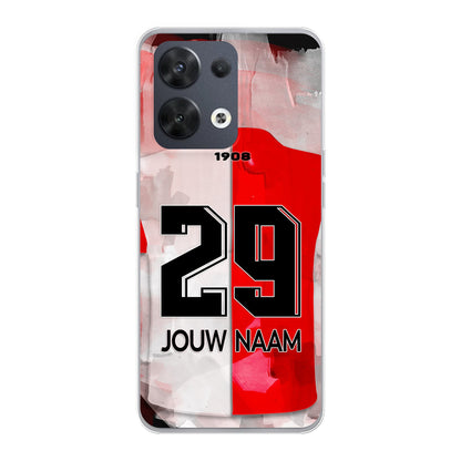 Personaliseerbaar Feyenoord Rotterdam voetbal soft-case telefoonhoesje voor Oppo, met naam en rugnummer