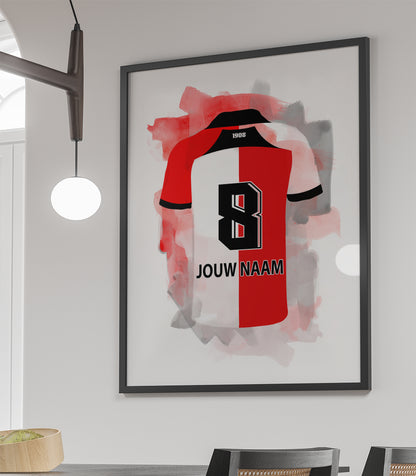 Feyenoord Rotterdam poster met eigen naam - Ingelijste poster wit - Voetbal fan cadeau