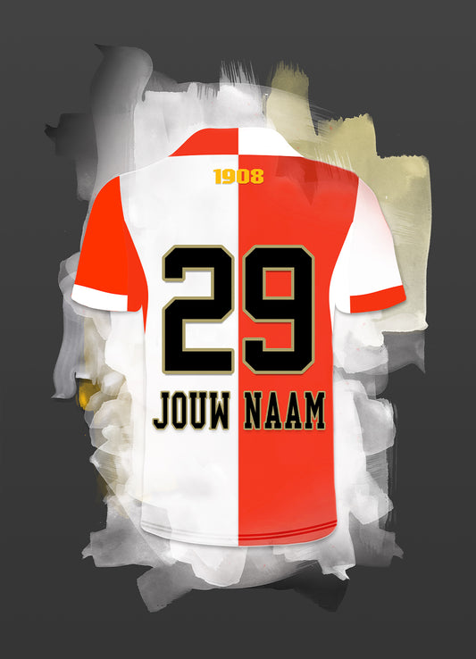Feyenoord 2025-2026 wanddecoratie - Losse poster - Zwarte achtergrondkleur - voetbal fan cadeau