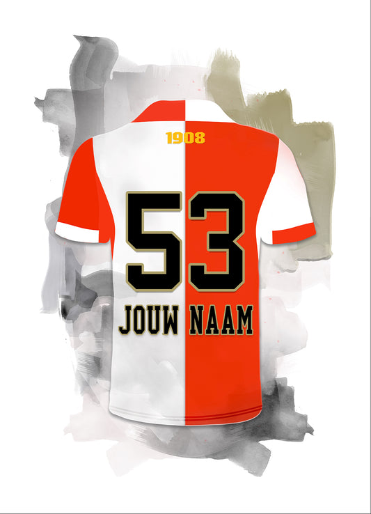 Feyenoord 2025-2026 wanddecoratie - Losse poster - Witte achtergrondkleur - voetbal fan cadeau