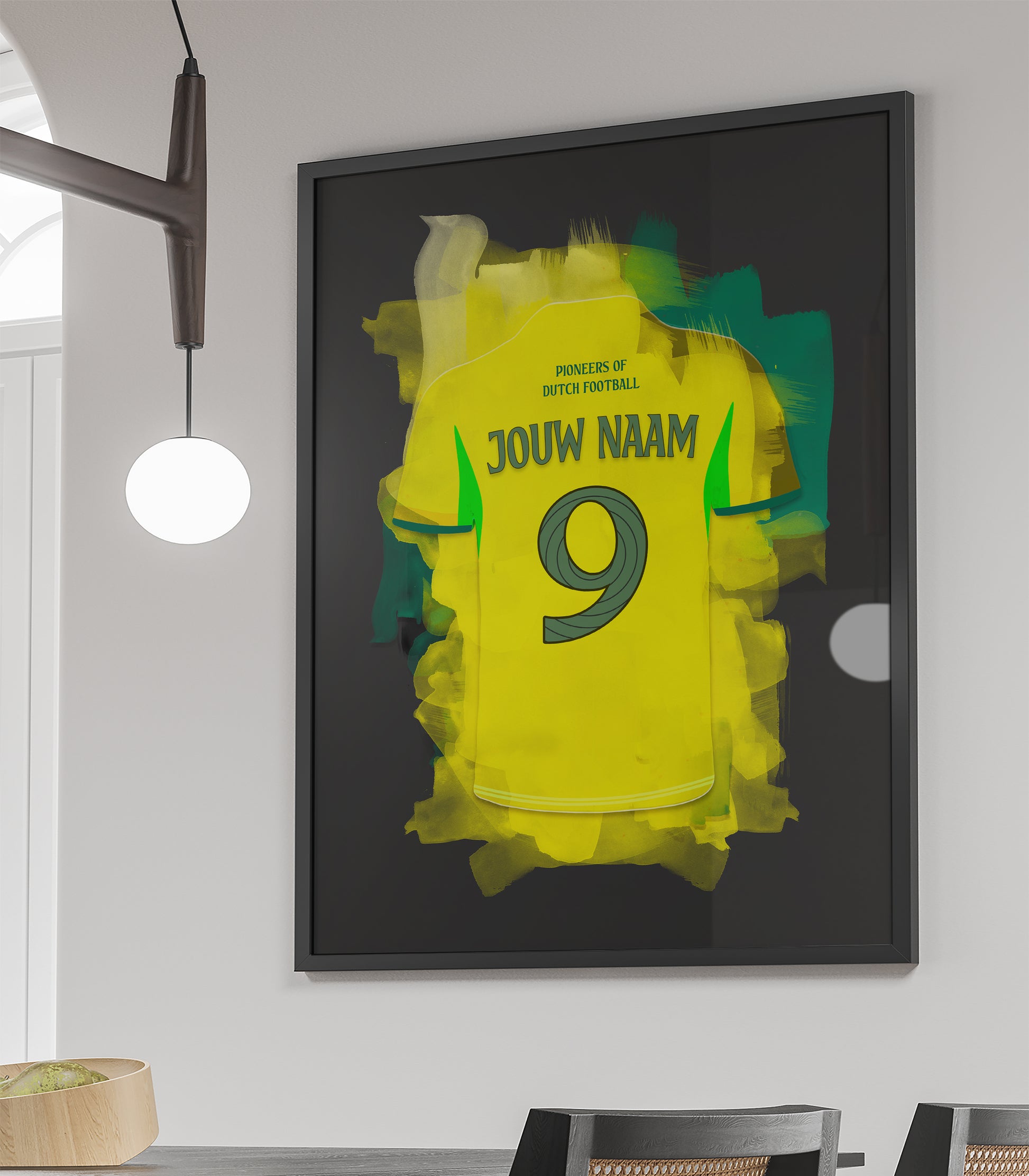 Fotuna Sittard wanddecoratie - Ingelijste poster - Zwarte achtergrond - Voetbal fan cadeau