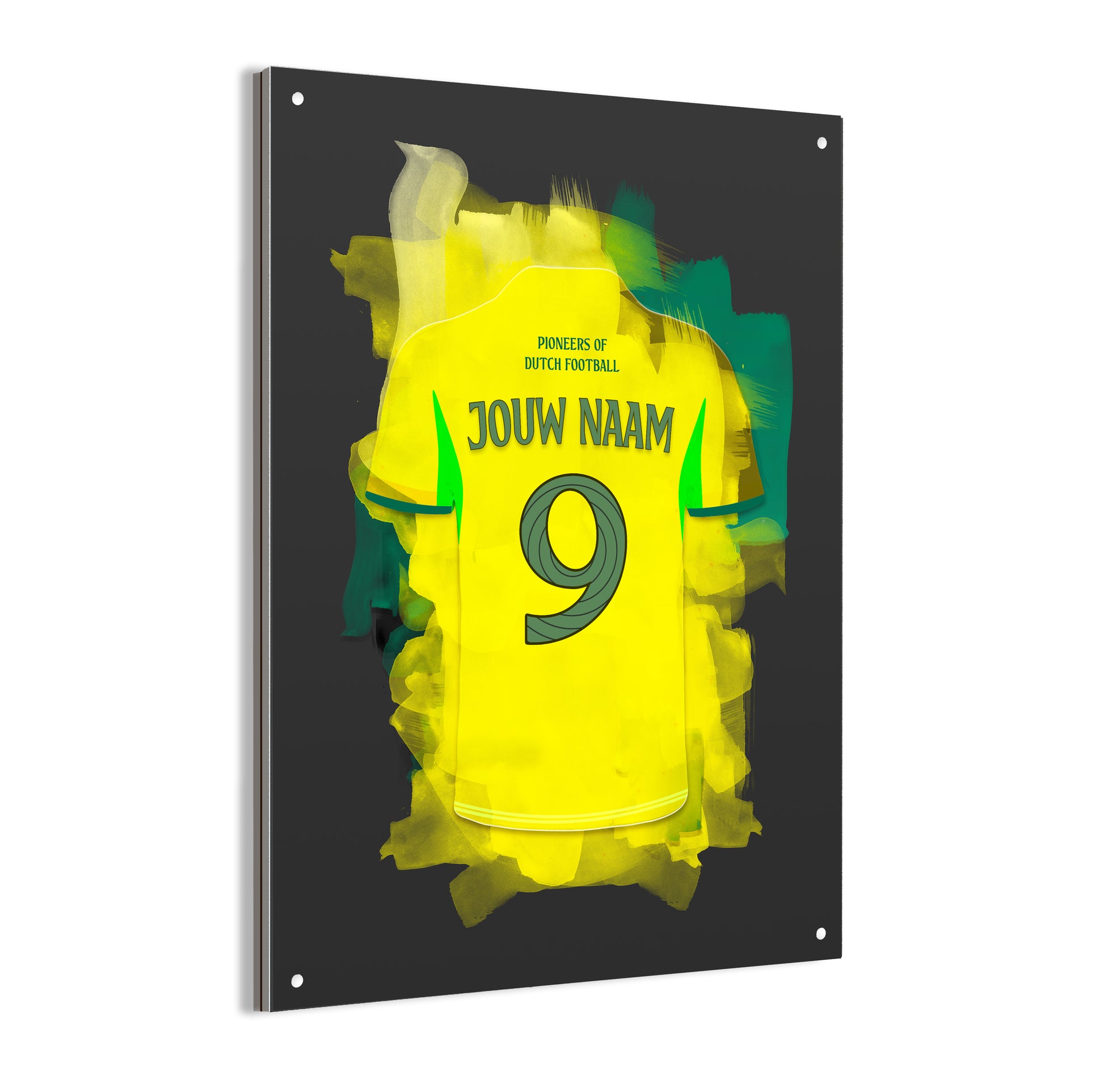 Fotuna Sittard wanddecoratie - Dibond poster - Zwarte achtergrond - Voetbal fan cadeau