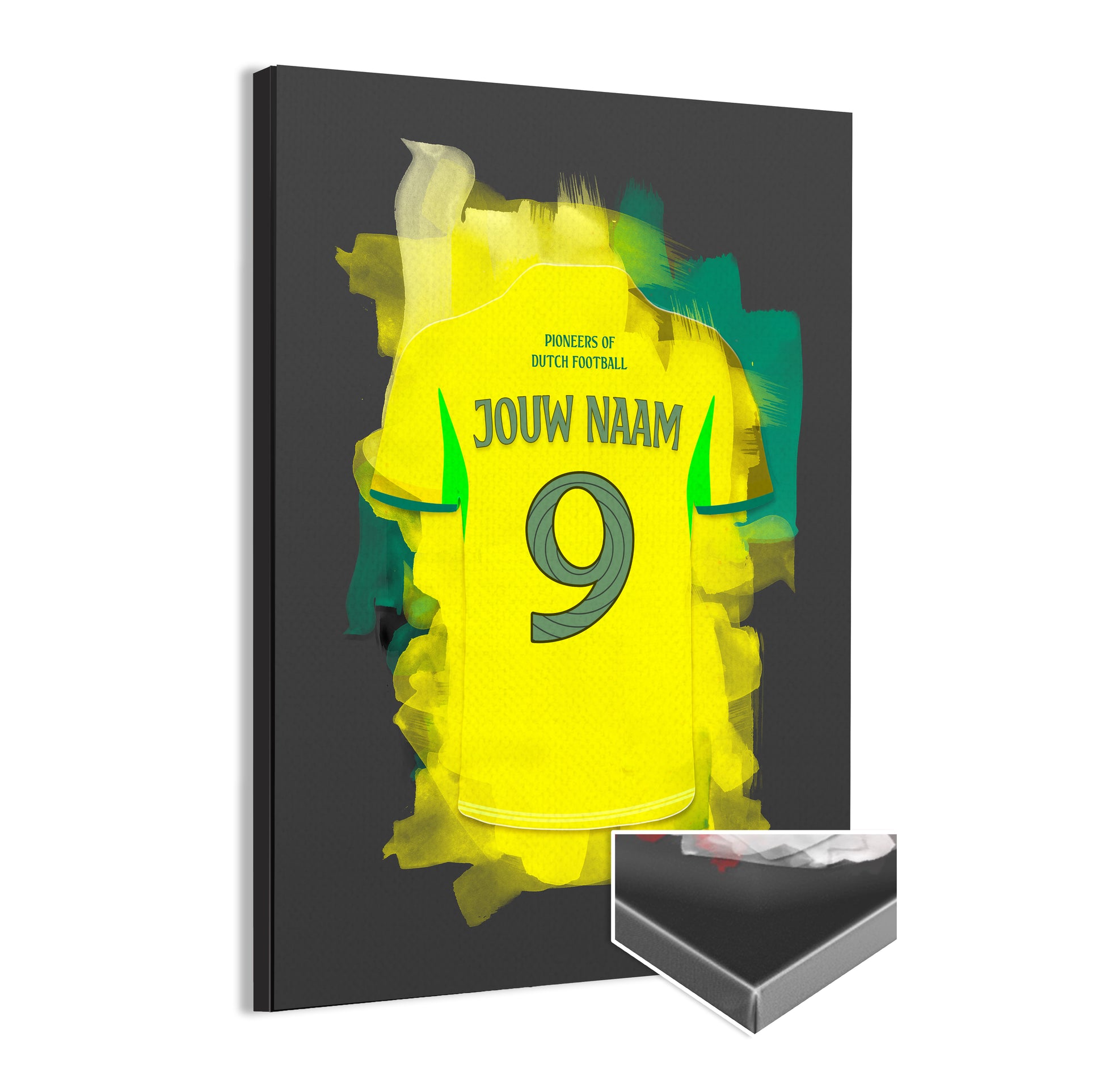 Fotuna Sittard wanddecoratie - Canvas poster - Zwarte achtergrond - Voetbal fan cadeau