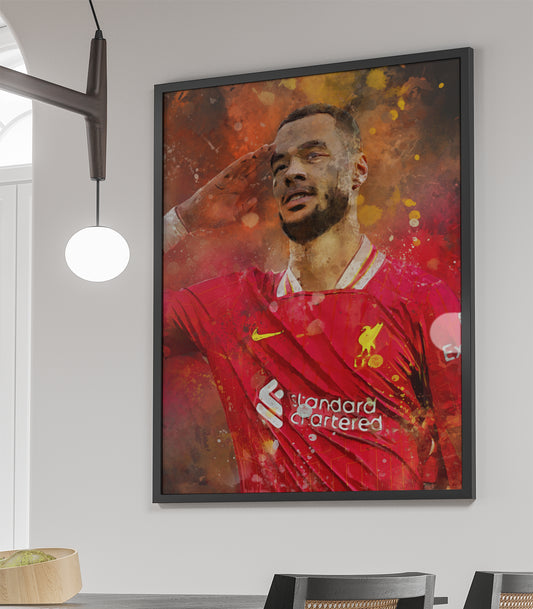 Cody Gakpo wanddecoratie - Voetbal fan poster - Ingelijste poster - Canvas - Dibond