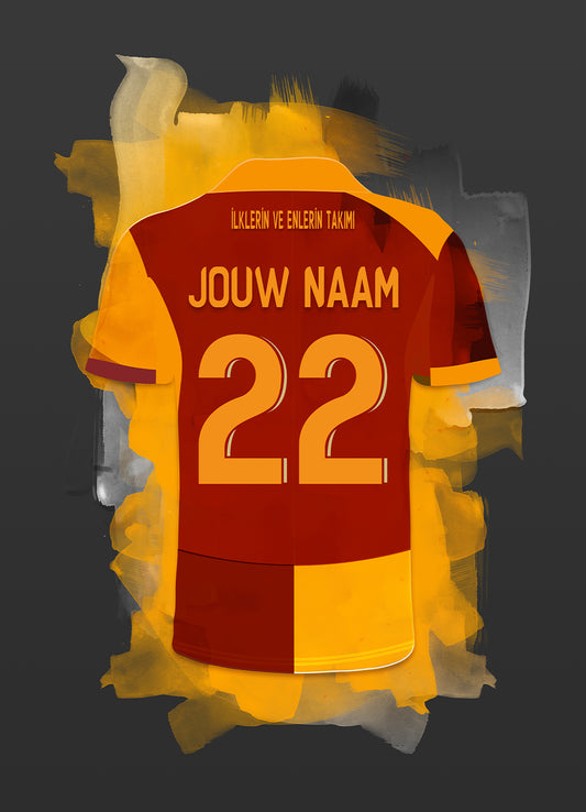Galatasaray wanddecoratie - Losse poster - Zwarte achtergrond - Voetbal fan cadeau