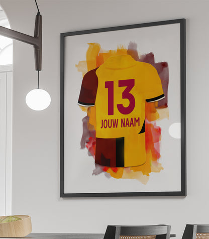 Galatasaray ingelijste  poster met naam en rugnummer - Galatasaray poster met personalisatie