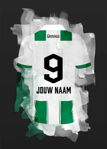 FC Groningen poster met eigen naam en rugnummer - FC Groningen print met personalisatie