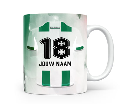 FC Groningen voetbal mok met naam - Voetbal mok met personalisatie - Voetbal fan cadeau