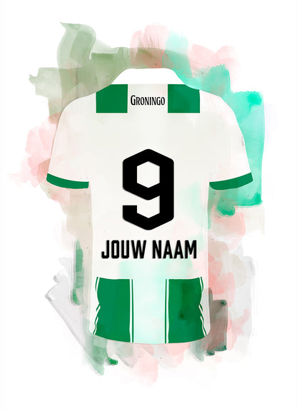FC Groningen poster met eigen naam en rugnummer - FC Groningen print met personalisatie