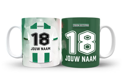 FC Groningen voetbal mok met naam - Voetbal mok met personalisatie - Voetbal fan cadeau