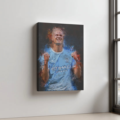 Haaland Voetbal Wanddecoratie Canvas Dibond Mancave