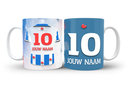 SC Heerenveen voetbal mok met naam - Voetbal mok met personalisatie - Voetbal fan cadeau