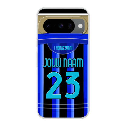 Inter Milan telefoonhoesje met naam - Google Pixel- Voetbal fan kado