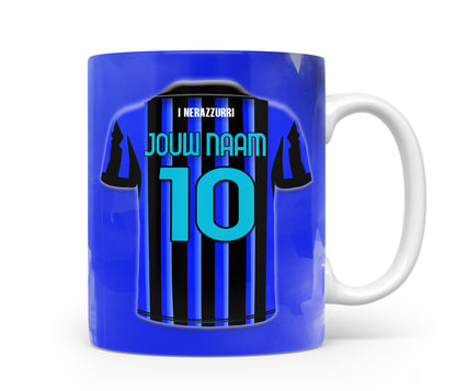 Inter Milan voetbal mok met naam - Inter Milan mok met personalisatie - Voetbal fan cadeau