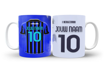 Inter Milan voetbal mok met naam - Inter Milan mok met personalisatie - Voetbal fan cadeau