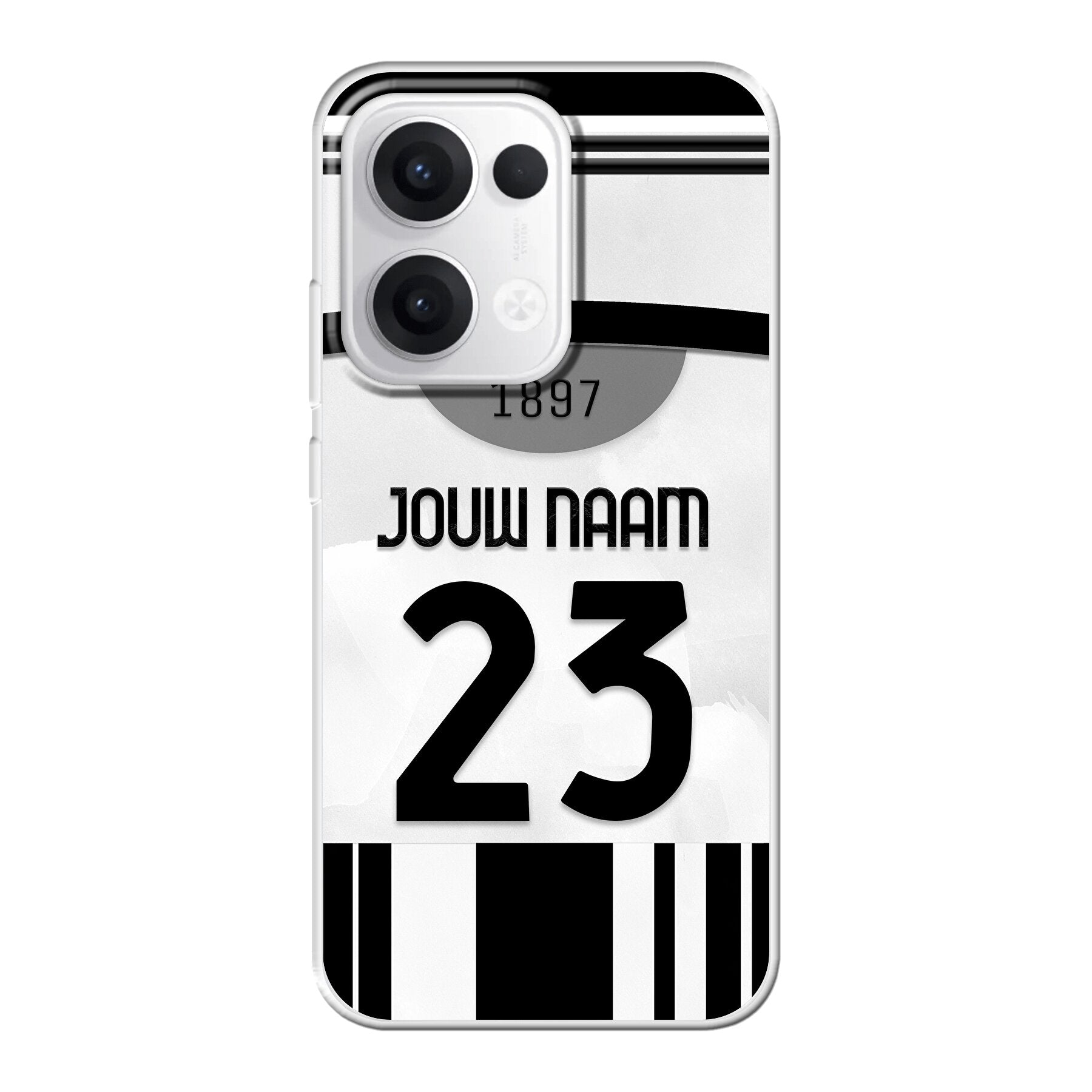 Juventus FC telefoonhoesje met naam - Oppo Reno - Voetbal fan kado