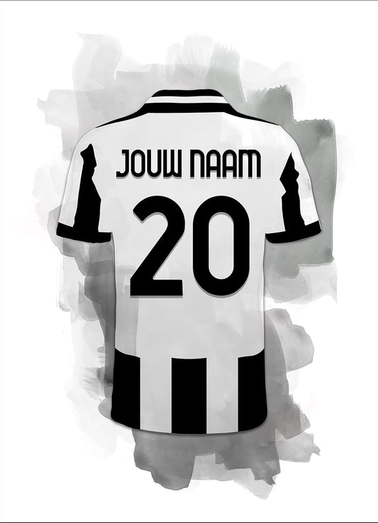 Juventus FC witte poster met eigen naam en rugnummer - Juventus poster met personalisatie