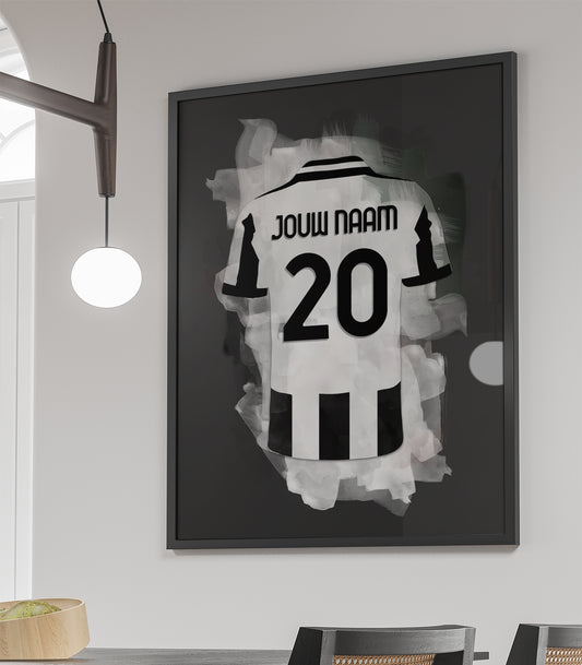 Juventus FC ingelijste poster met eigen naam en rugnummer - Juventus poster met personalisatie