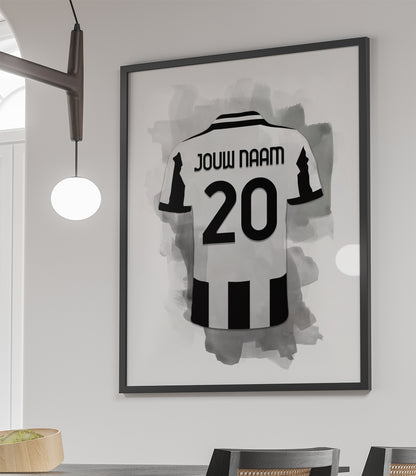Juventus FC witte ingelijste poster met eigen naam en rugnummer - Juventus poster met personalisatie