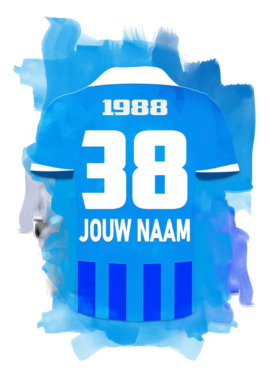 KRC Genk voetbal poster in unieke waterverfstijl