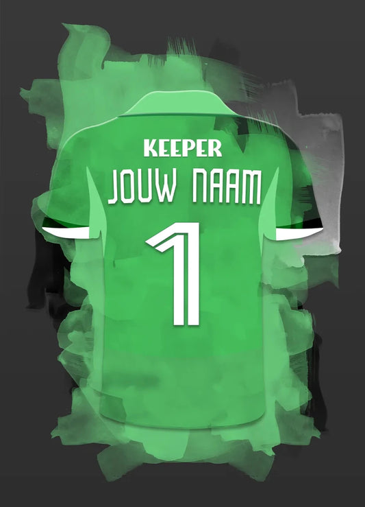 Keeper Voetbal Poster Met Naam Muurdecoratie
