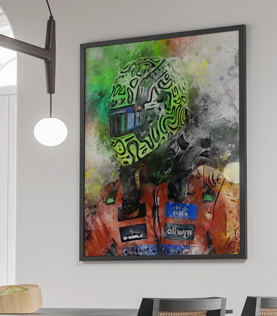 Lando Norris Formule 1 Poster Waterverf F1 Cadeau Verjaardag