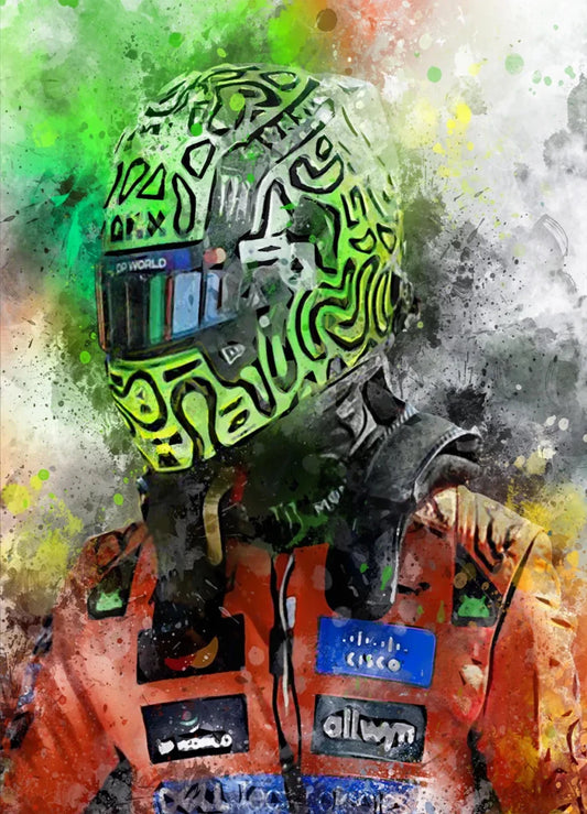 Lando Norris Formule 1 Poster Waterverf Jongenskamer