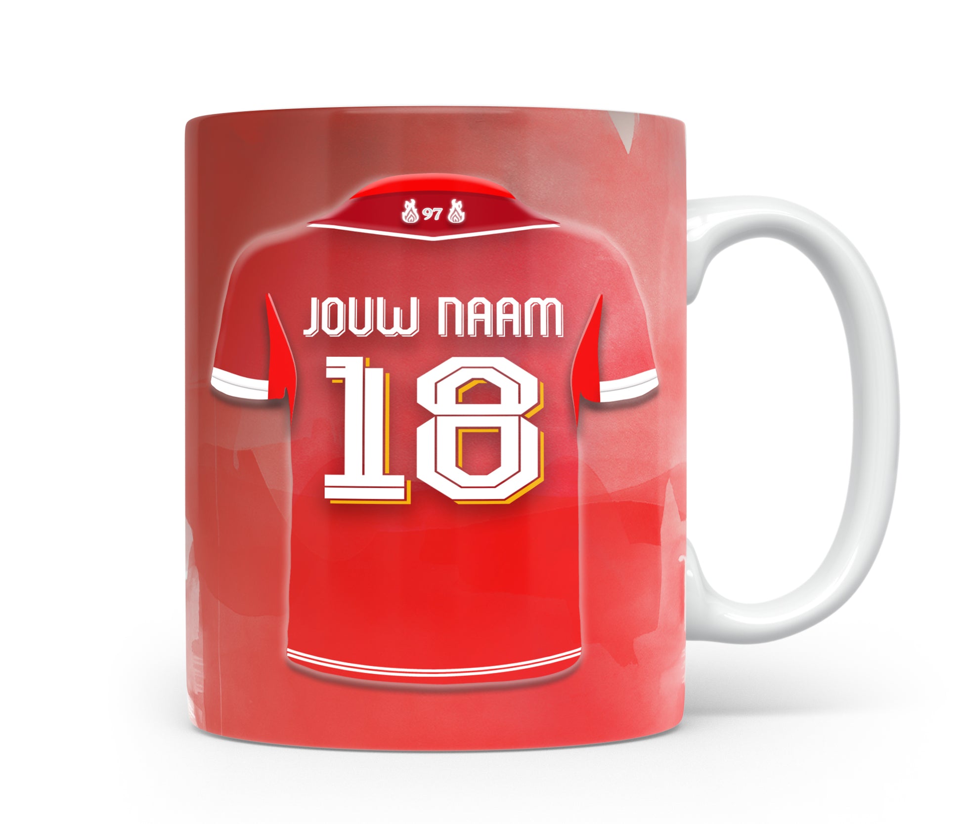 Liverpool FC voetbal mok met naam - Liverpool FC mok met personalisatie - Voetbal fan cadeau