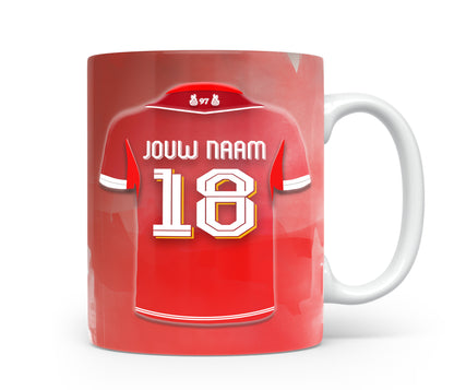 Liverpool FC voetbal mok met naam - Liverpool FC mok met personalisatie - Voetbal fan cadeau