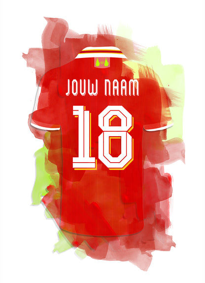 Liverpool FC witte poster met eigen naam en rugnummer - Liverpool poster met personalisatie