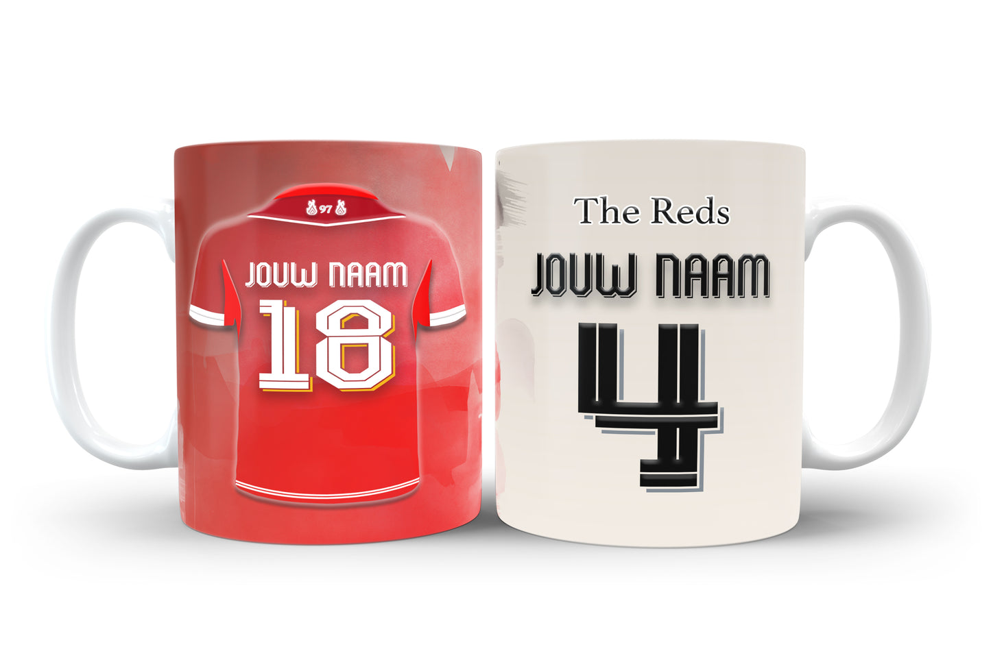 Liverpool FC voetbal mok met naam - Liverpool FC mok met personalisatie - Voetbal fan cadeau