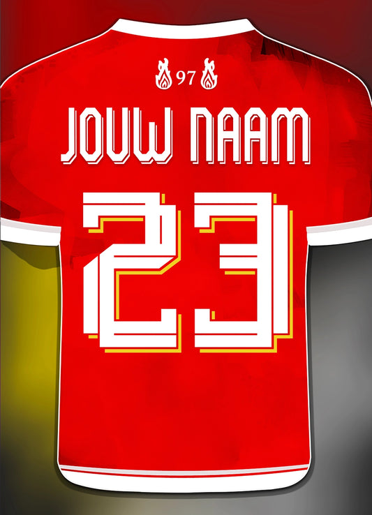 Liverpool FC poster met naam en rugnummer