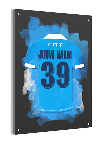 Gepersonaliseerde Man City Aluminium Dibond Wanddecoratie Mancave