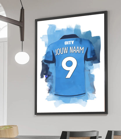 Manchester City Voetbal Poster Met Personalisatie