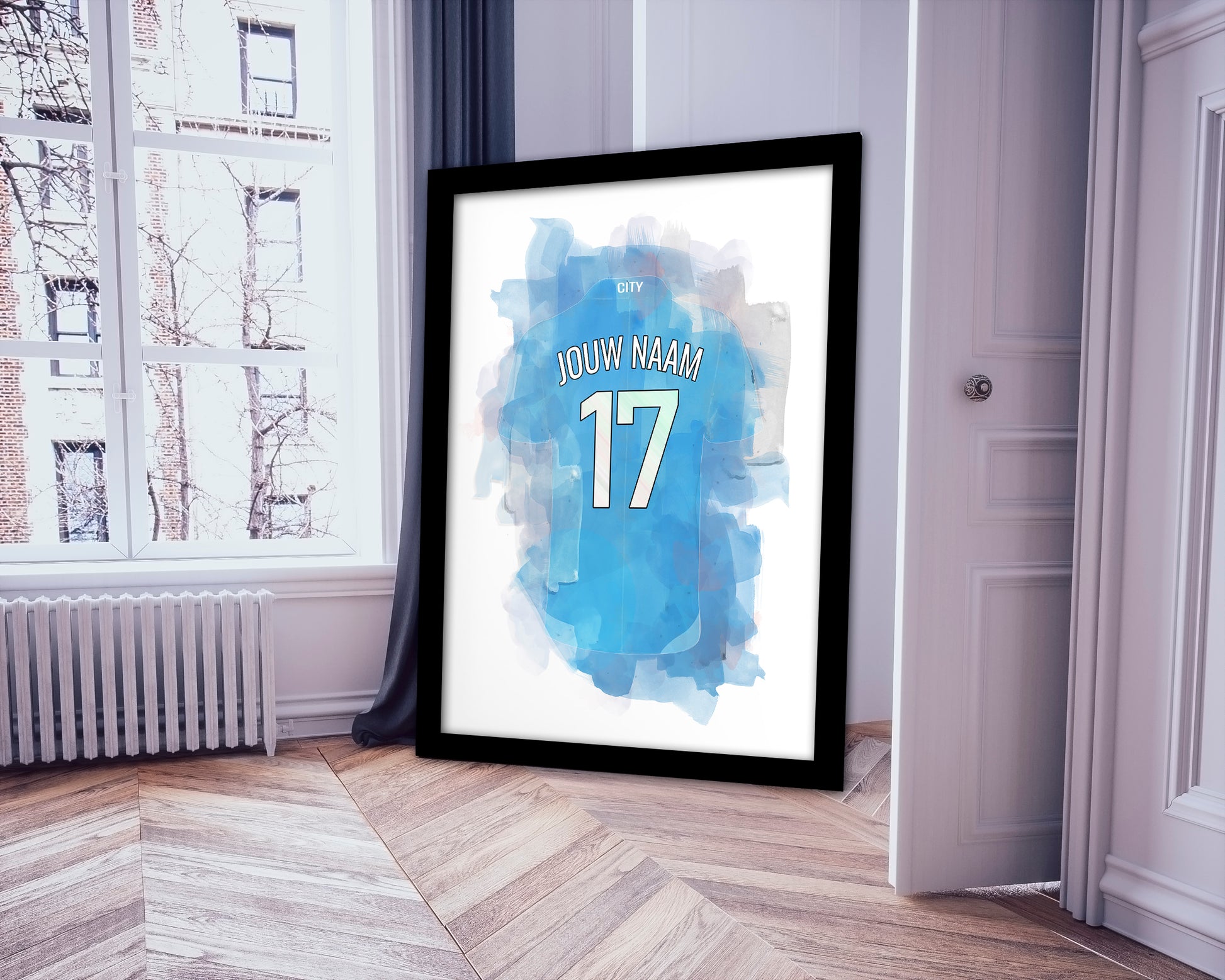 Manchester City voetbalposter met personalisatie