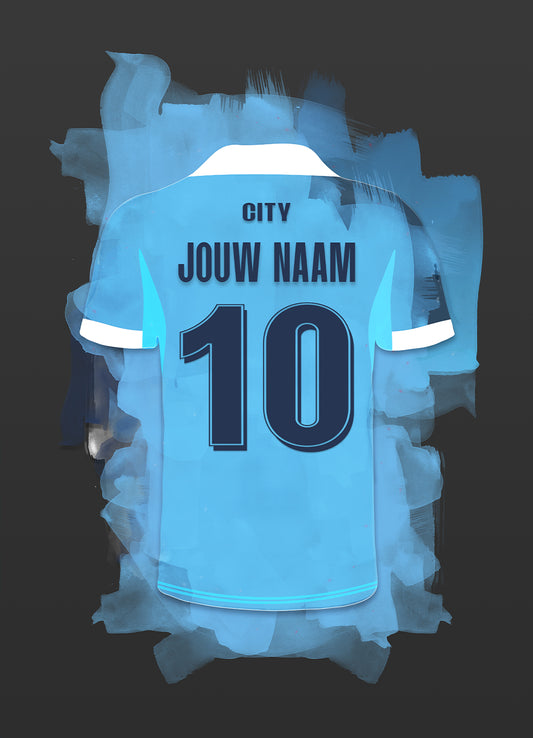 Manchester City wanddecoratie met eigen naam - Voetbal fan cadeau - Losse poster