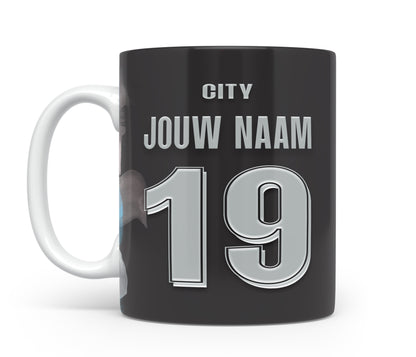 Man City voetbal mok met naam - Manchester City mok met personalisatie - Voetbal fan kado