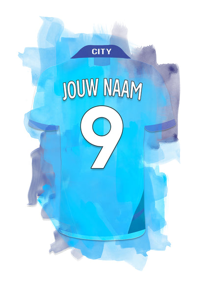 Manchester City poster met eigen naam en rugnummer - Man City poster met personalisatie