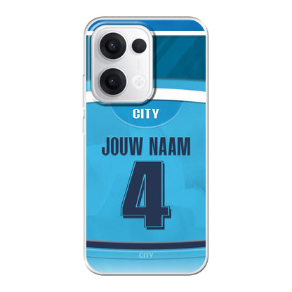 Manchester City telefoonhoesje - Met personalisatie - Oppo Reno - Voetbal fan kado