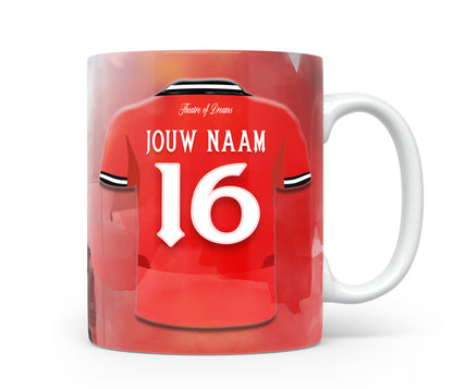 Manchester United voetbal mok met naam - Voetbal fan cadeau