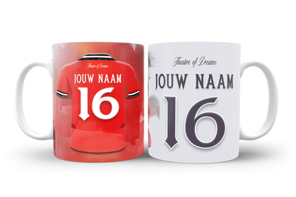 Manchester United voetbal mok met naam - Voetbal fan cadeau