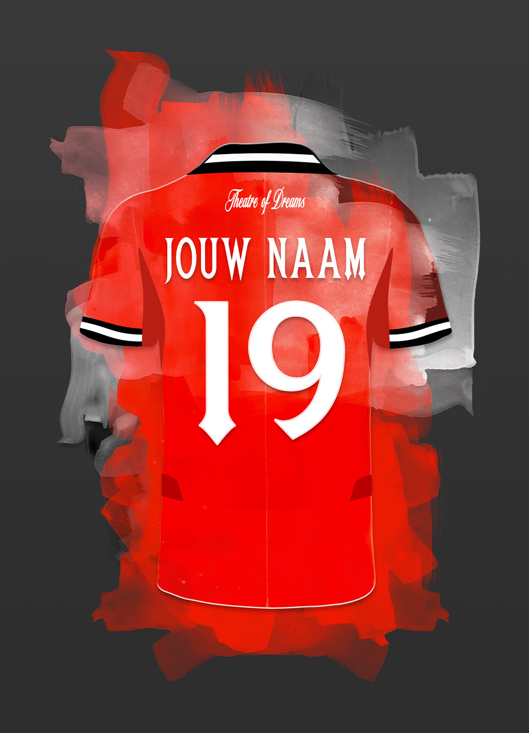 Manchester United voetbal poster met personalisatie - eigen naam en rugnummer - Uniek voetbal cadeau