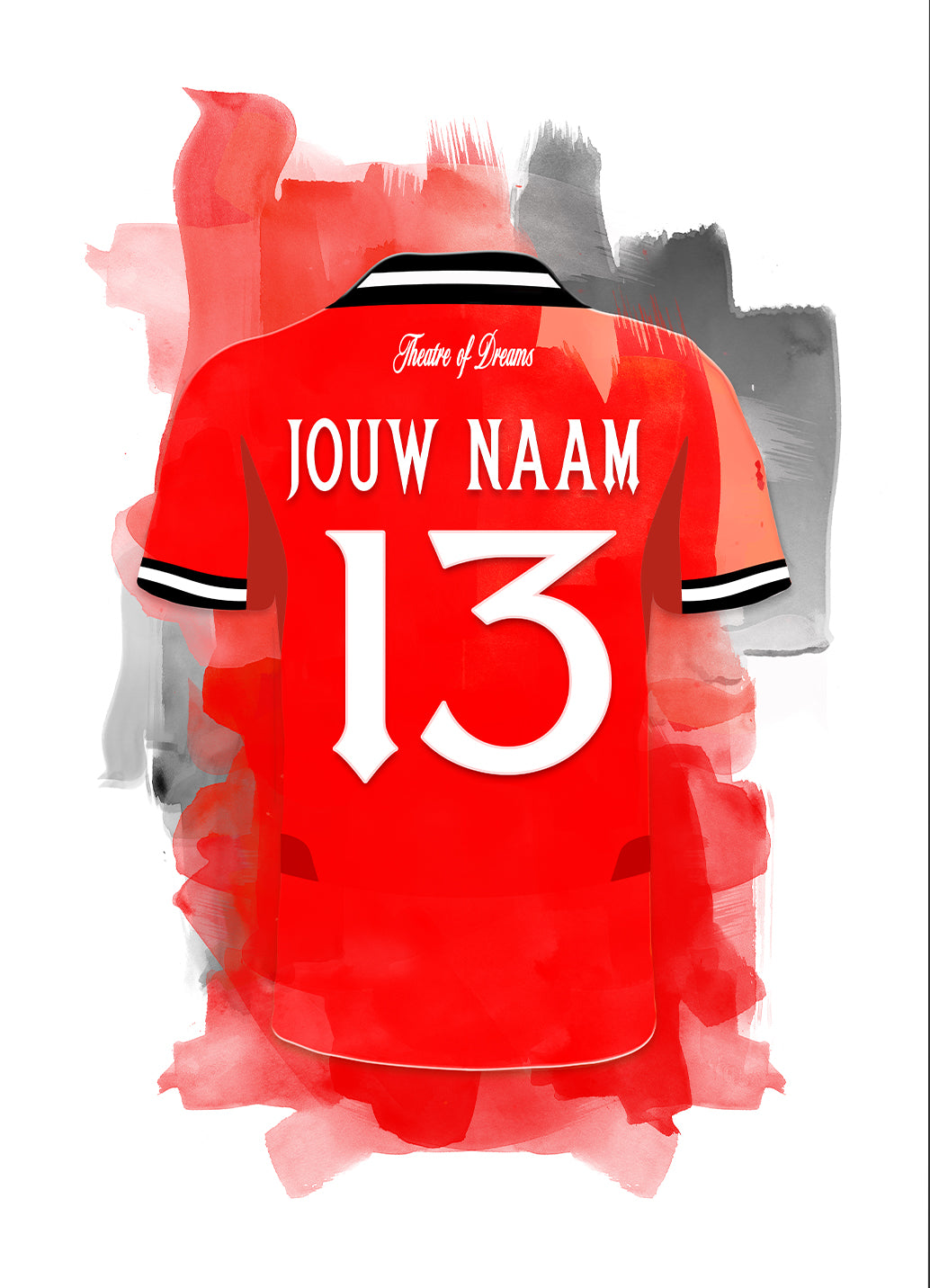 Manchester United voetbal poster met personalisatie - eigen naam en rugnummer - Uniek voetbal cadeau